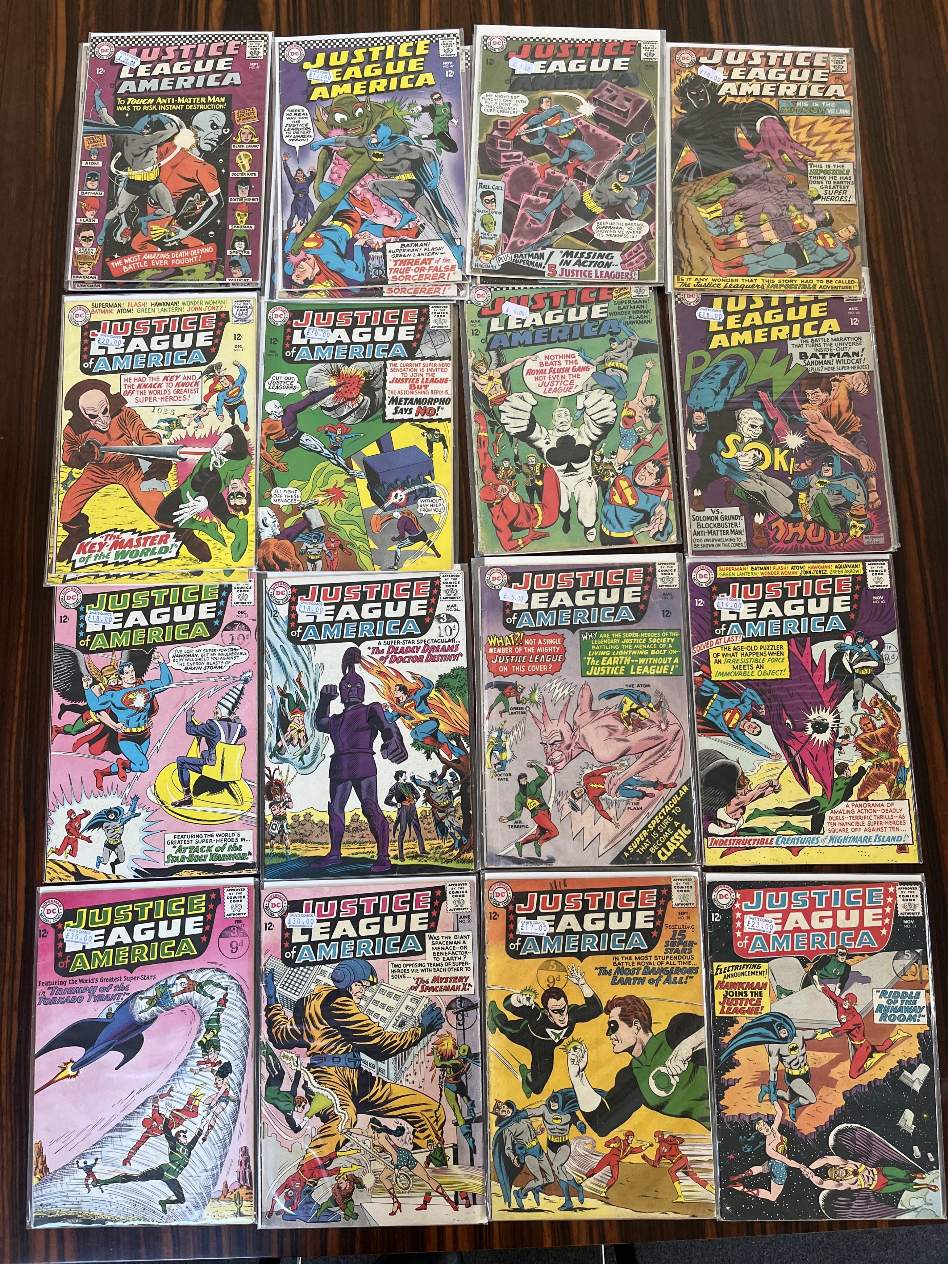 Justice League of America, DC comics, Vol. 1, 38 issues between #17–109 (includes major key issue: 64), comprising , #17, #20, #30, #31 [minor key], #32 [minor key], #34, #37 [minor key], #40, #41 [minor, key] x2, #42 [m